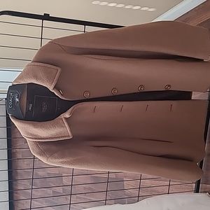 WOMEN VINTAGE COACH COAT WOOL/POLYESTER with its original coat bag and hanger.
